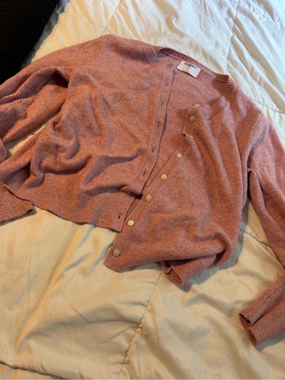 Old Navy Dusty Rose Crewneck Button Cardigan